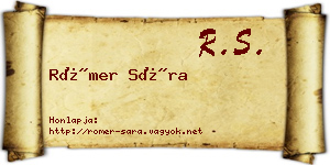 Römer Sára névjegykártya